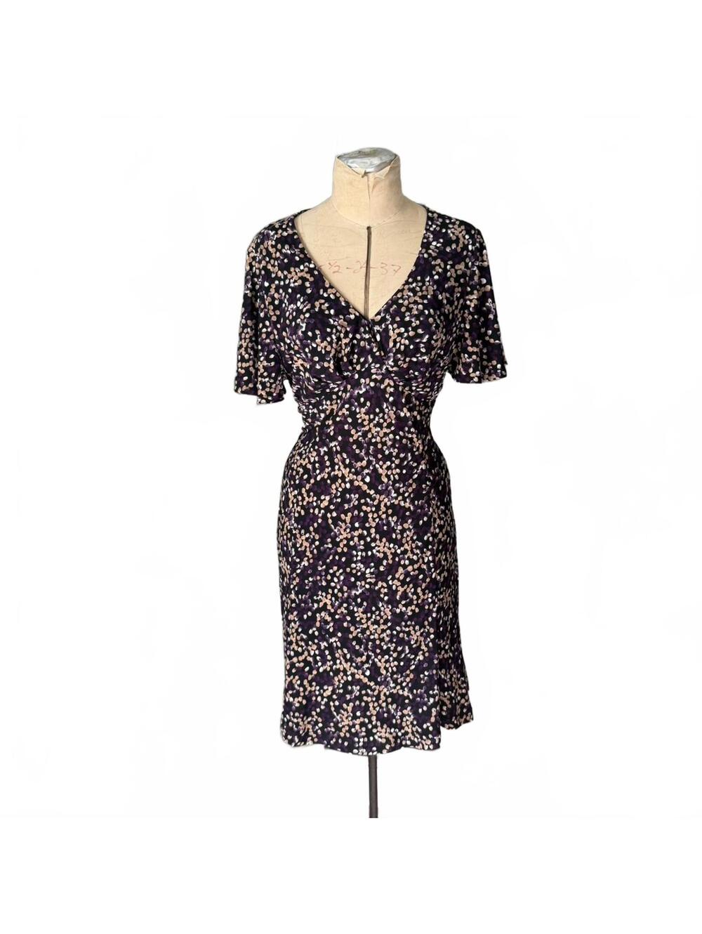 Chaps Purple and Black Floral Dress